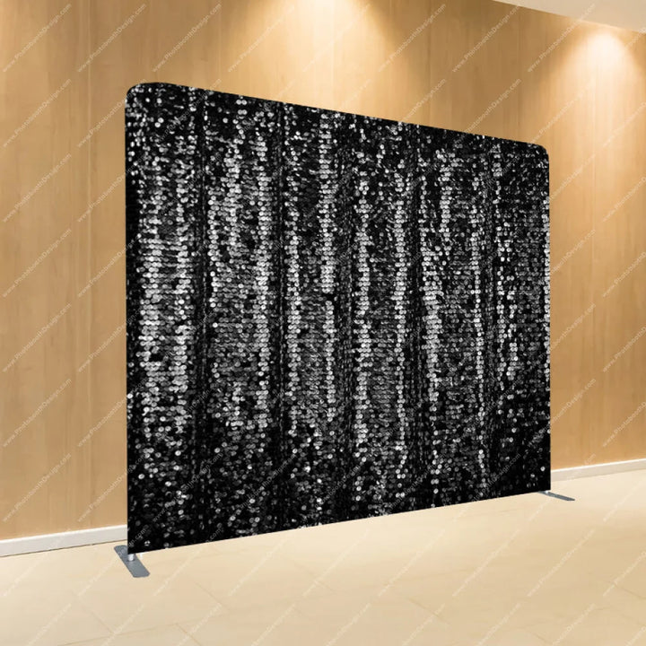 Black Shimmer Sequin - Pillow Cover Backdrop Backdrops