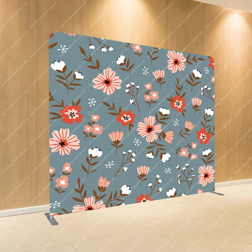 Blue & Coral Florals on Slate – Pillow Cover Backdrop