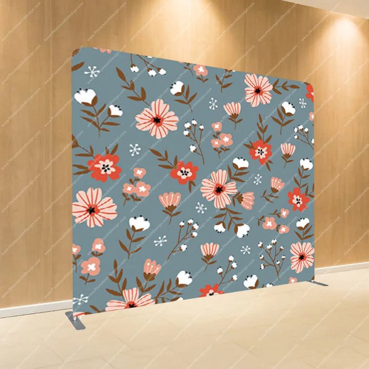 Blue & Coral Florals on Slate – Pillow Cover Backdrop
