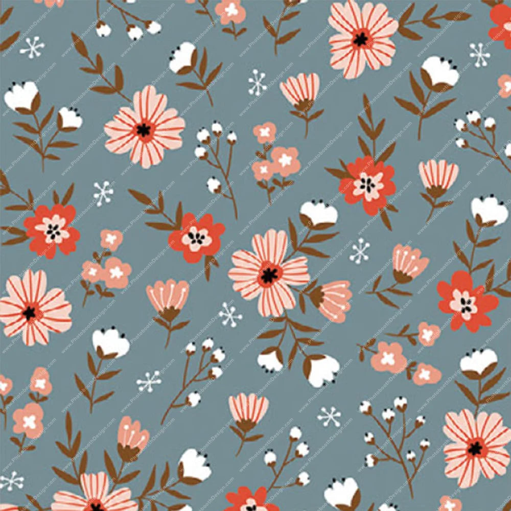 Blue & Coral Florals on Slate – Pillow Cover Backdrop