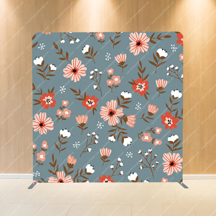 Blue & Coral Florals on Slate – Pillow Cover Backdrop