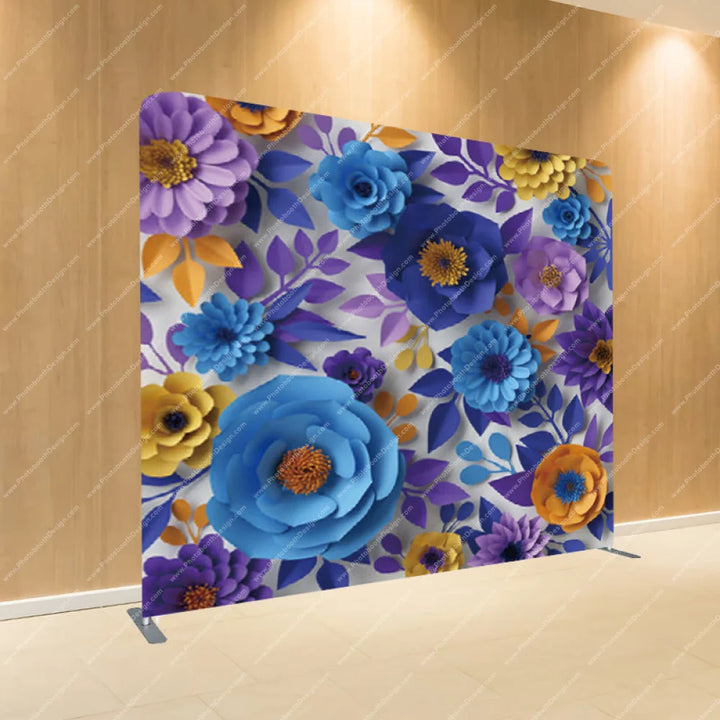 Blue Floral Delight - Pillow Cover Backdrop Backdrops