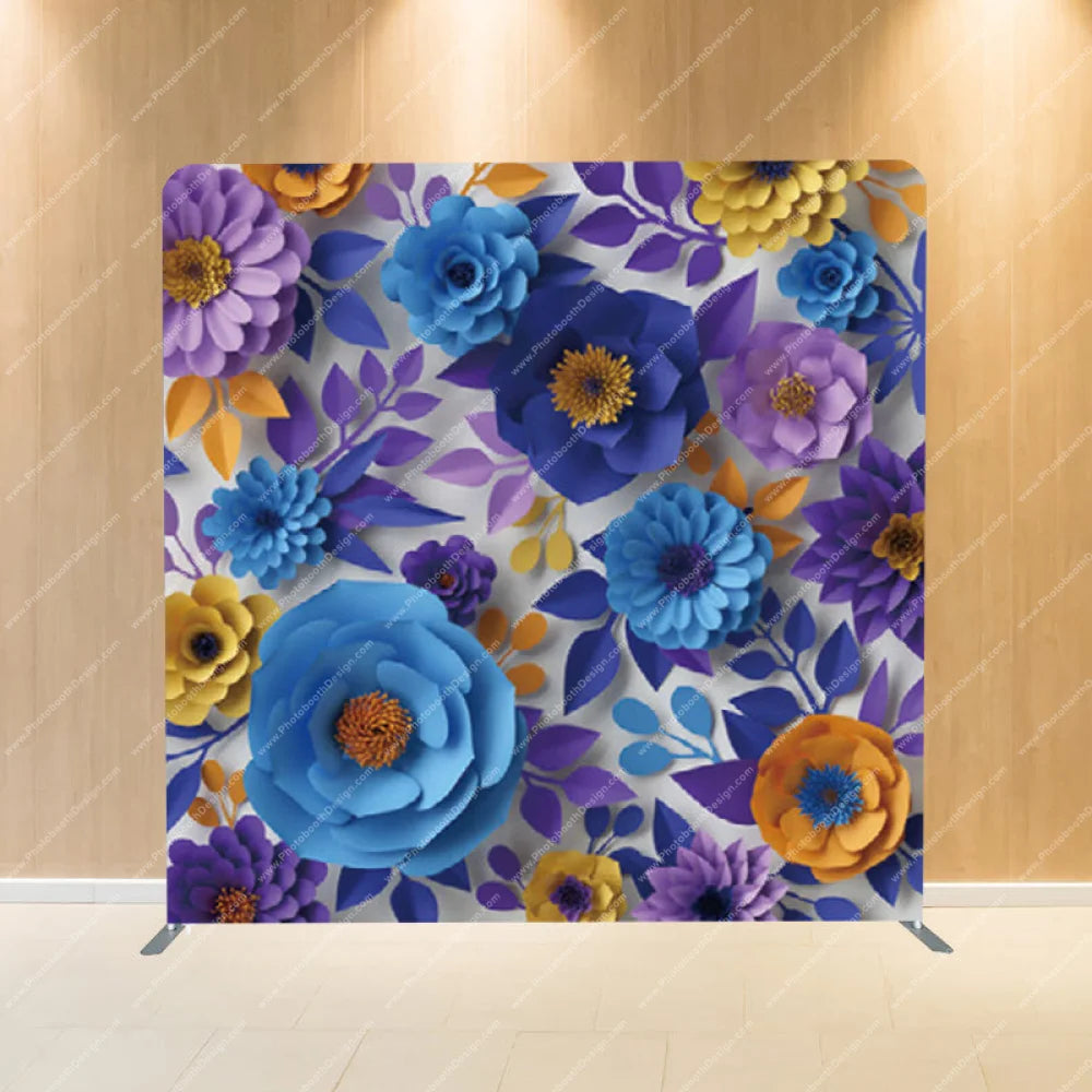 Blue Floral Delight - Pillow Cover Backdrop Backdrops