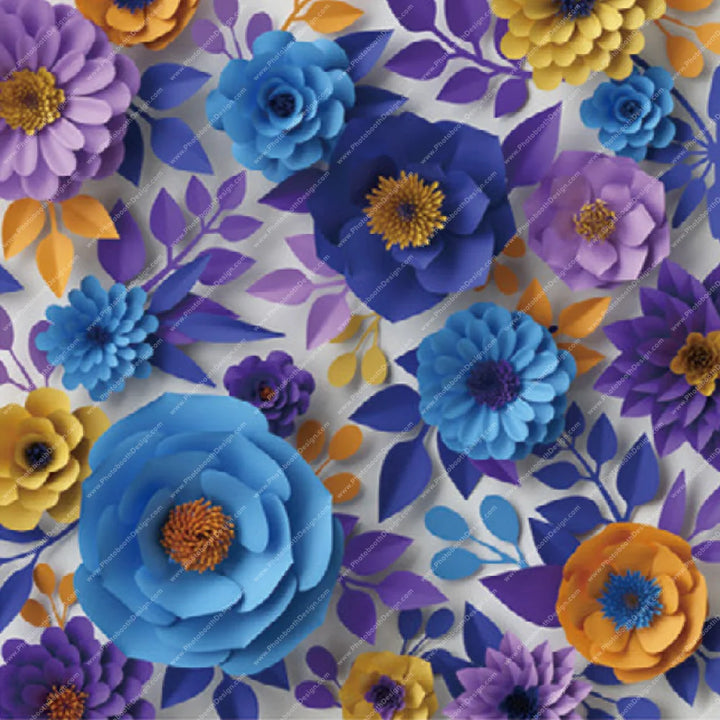 Blue Floral Delight - Pillow Cover Backdrop Backdrops