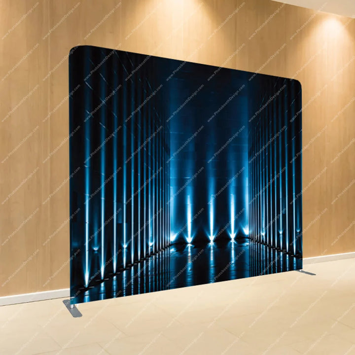 Blue Light Columns Tunnel – Pillow Cover Backdrop