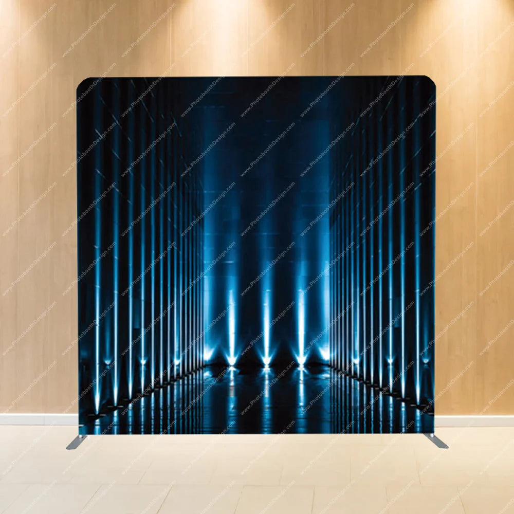 Blue Light Columns Tunnel – Pillow Cover Backdrop