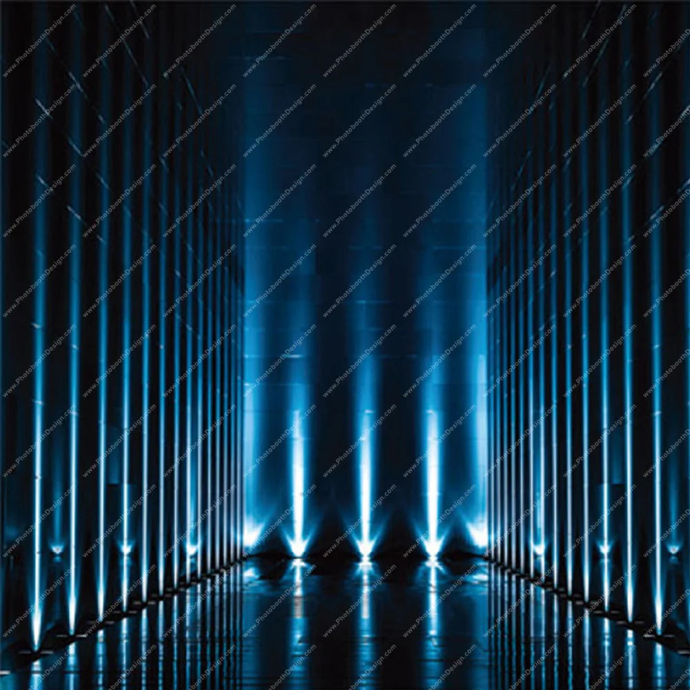 Blue Light Columns Tunnel – Pillow Cover Backdrop