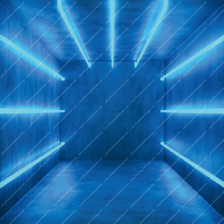 Blue Light Neon Tunnel - Pillow Cover Backdrop Backdrops