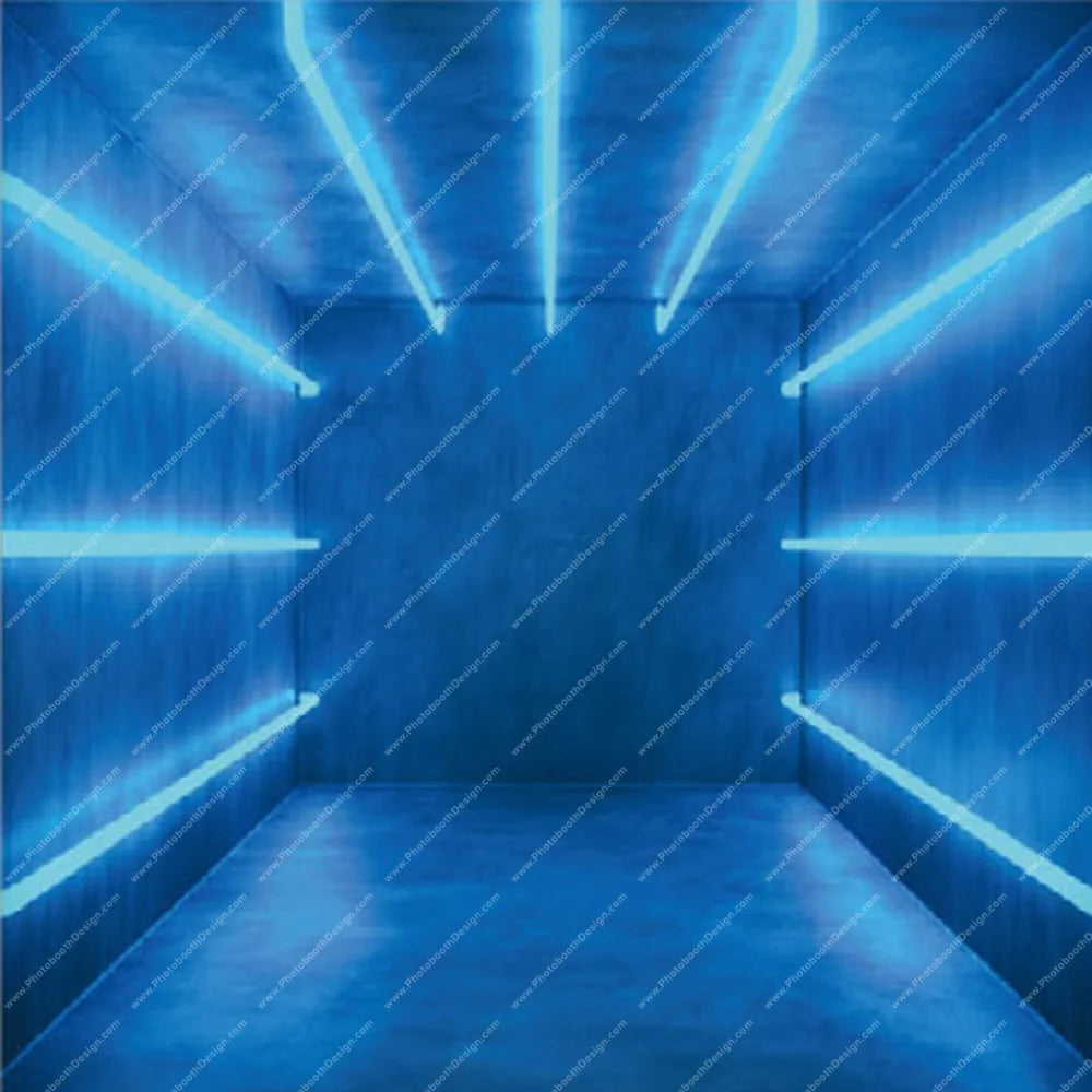 Blue Neon Corridor – Pillow Cover Backdrop