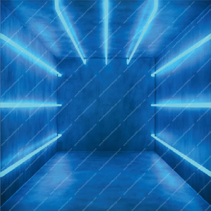 Blue Neon Corridor – Pillow Cover Backdrop