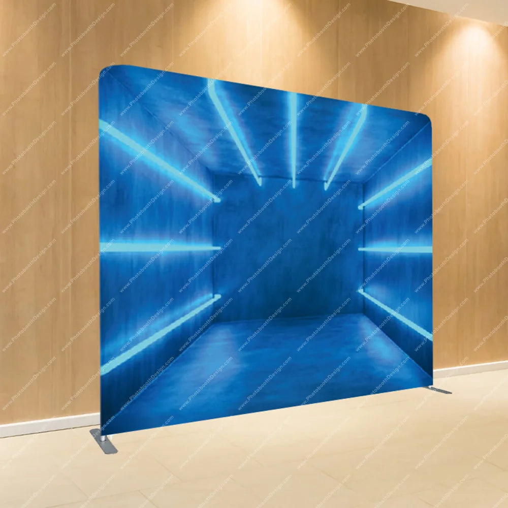 Blue Neon Corridor – Pillow Cover Backdrop