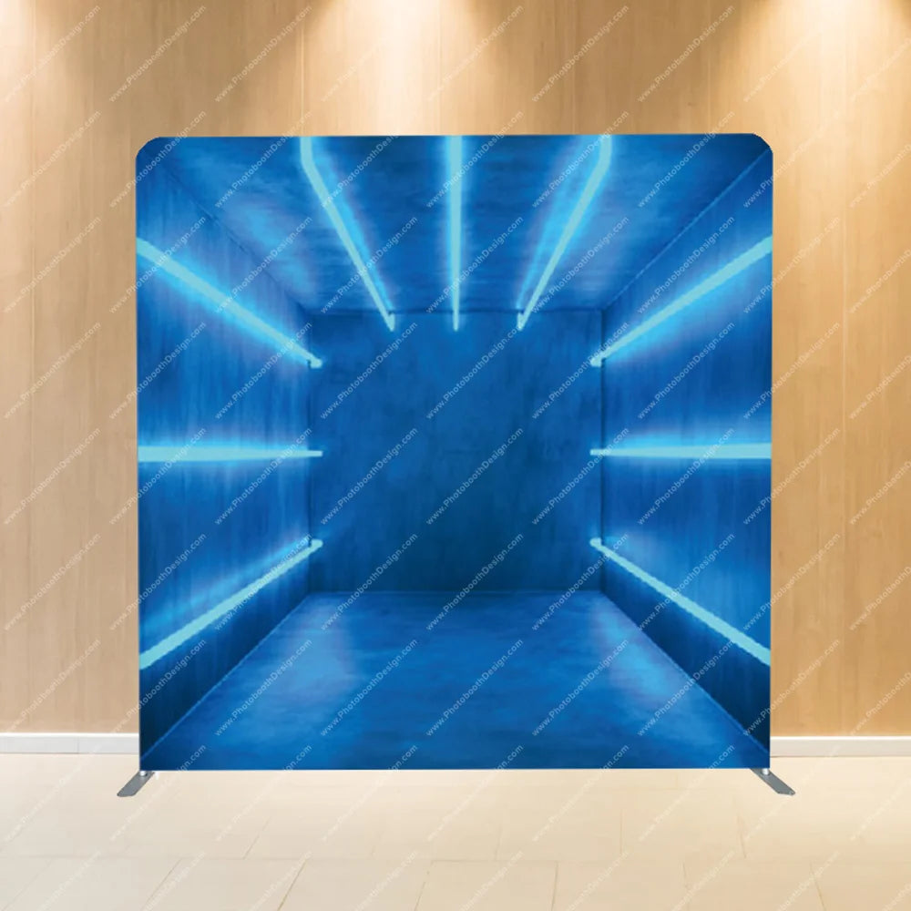 Blue Neon Corridor – Pillow Cover Backdrop