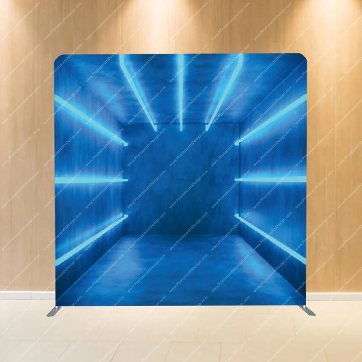 Blue Neon Corridor – Pillow Cover Backdrop
