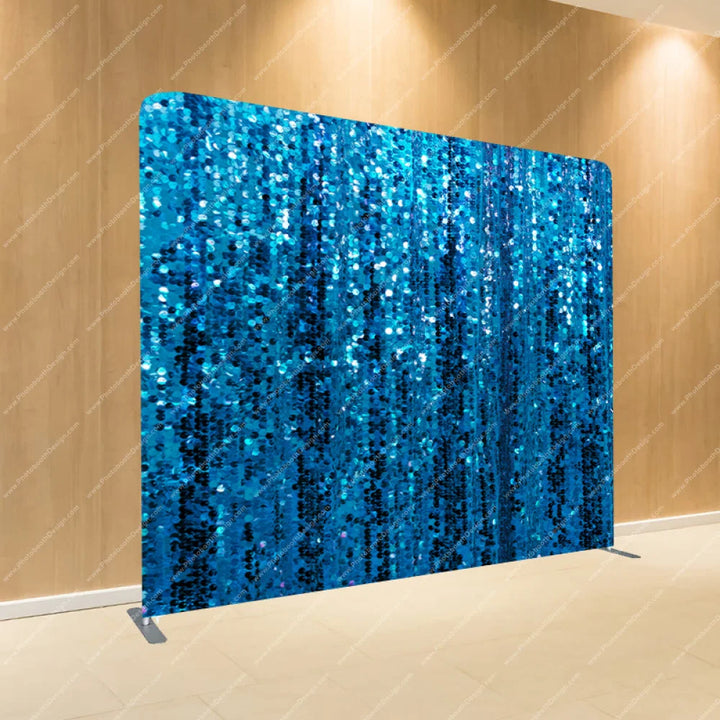 Blue Shimmer Sequin - Pillow Cover Backdrop Backdrops