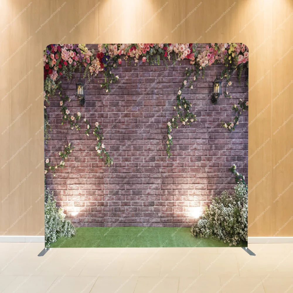 Brick Wall with Garden Uplights – Pillow Cover Backdrop