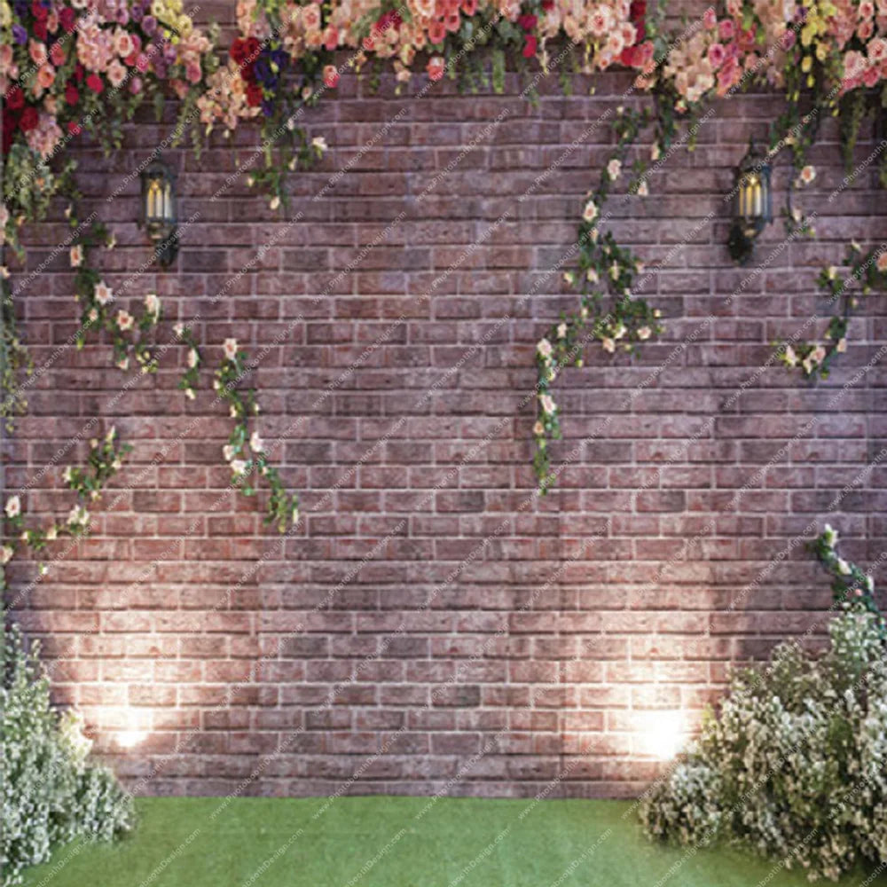 Brick Wall with Garden Uplights – Pillow Cover Backdrop