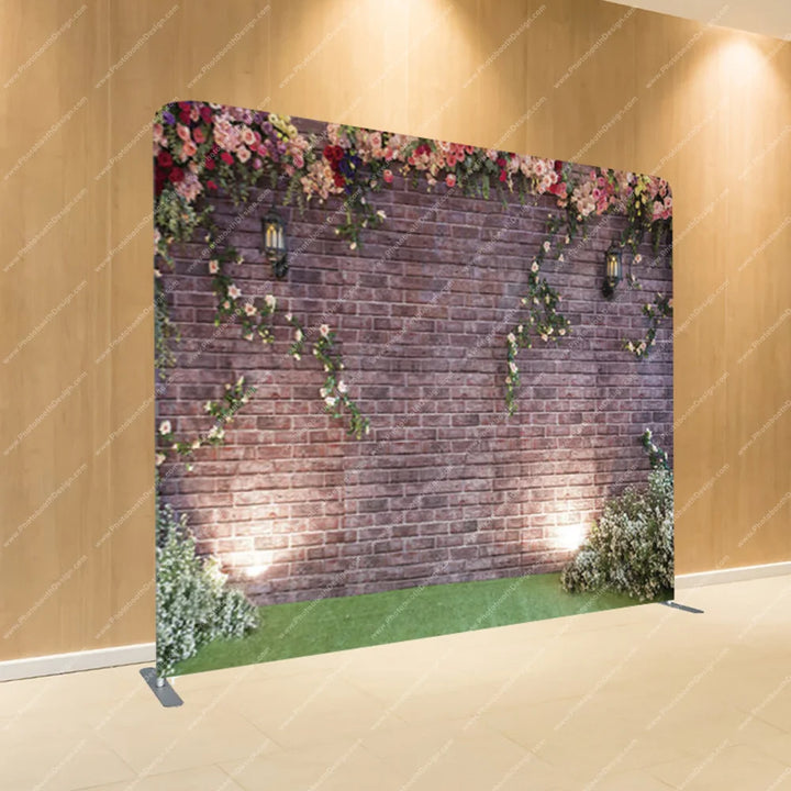 Brick Wall with Garden Uplights – Pillow Cover Backdrop