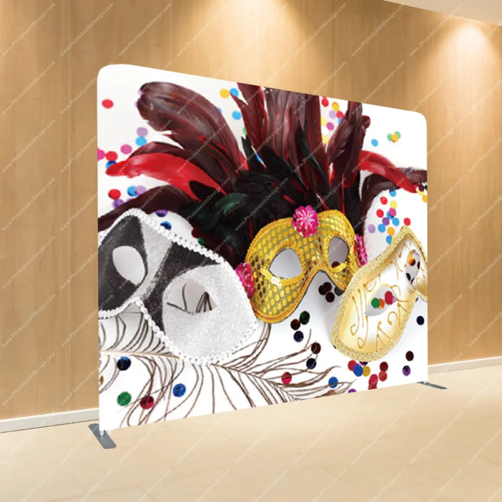 Carnival Mask Extravaganza - Pillow Cover Backdrop Backdrops