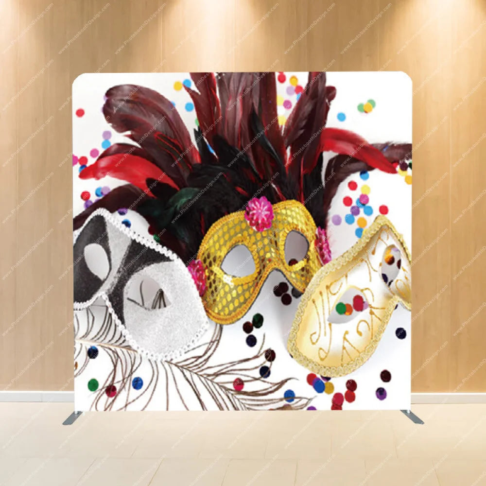 Carnival Mask Extravaganza - Pillow Cover Backdrop Backdrops