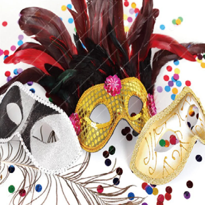 Carnival Mask Extravaganza - Pillow Cover Backdrop Backdrops