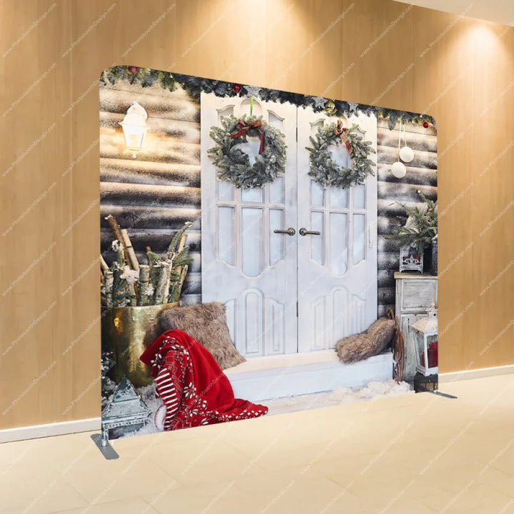 Christmas Country Doors - Pillow Cover Backdrop Backdrops