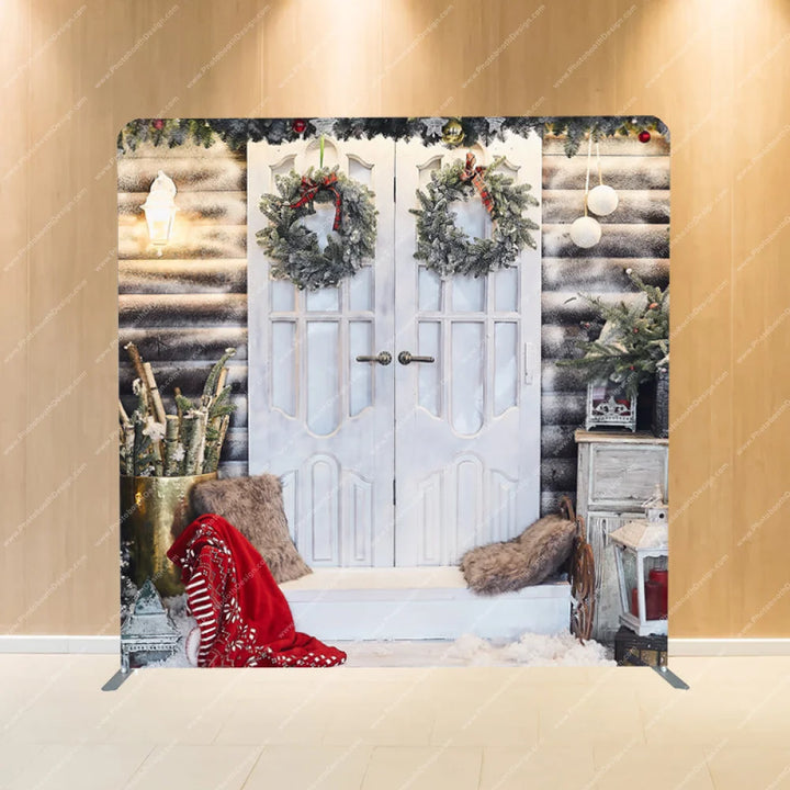 Christmas Country Doors - Pillow Cover Backdrop Backdrops