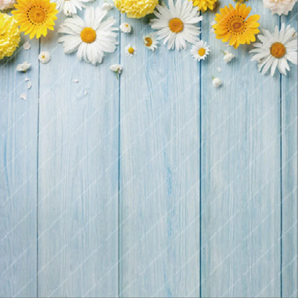 Country Floral Wood - Pillow Cover Backdrop Backdrops