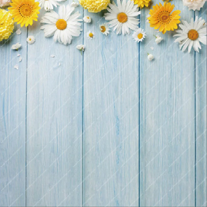 Country Floral Wood - Pillow Cover Backdrop Backdrops