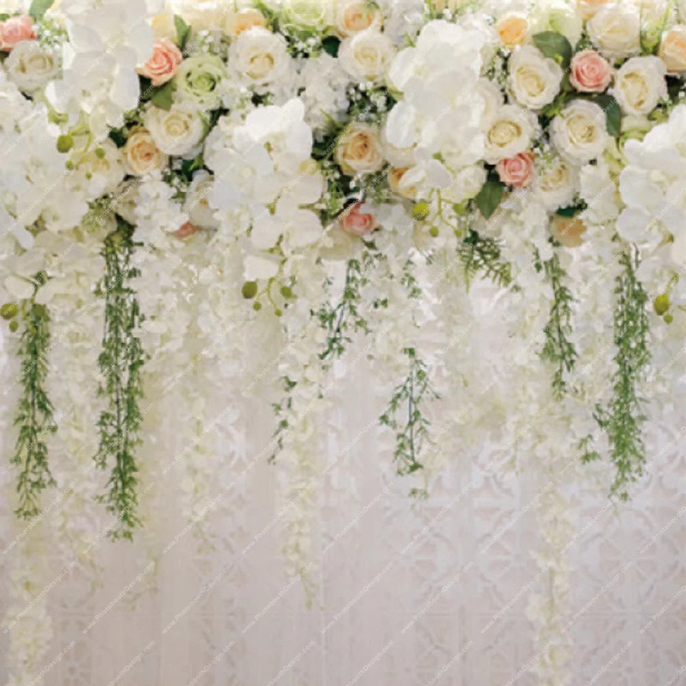 Floral Cascade Elegance - Pillow Cover Backdrop Backdrops