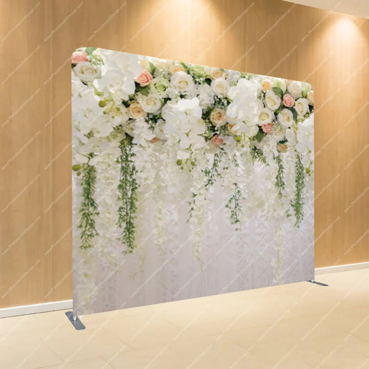 Floral Cascade Elegance - Pillow Cover Backdrop Backdrops