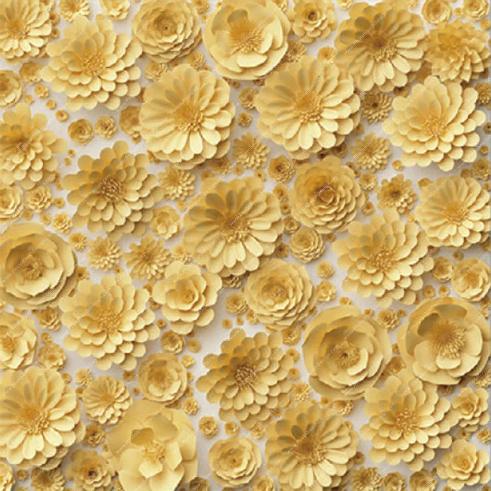 Gilded Rosette Floral Wall - Pillow Cover Backdrop