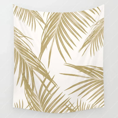 Gold Palm Leaves Dream Wall Tapestry