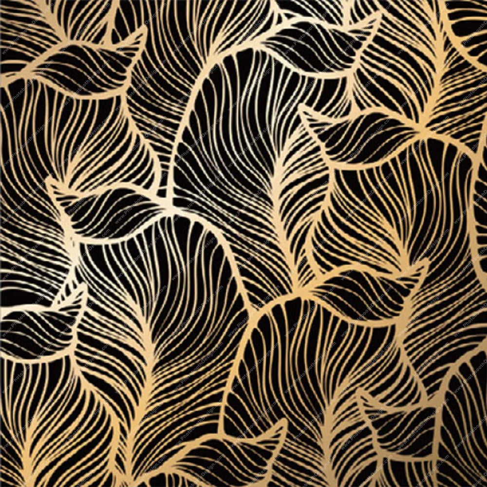 Golden Tropical Line Leaves – Pillow Cover Backdrop