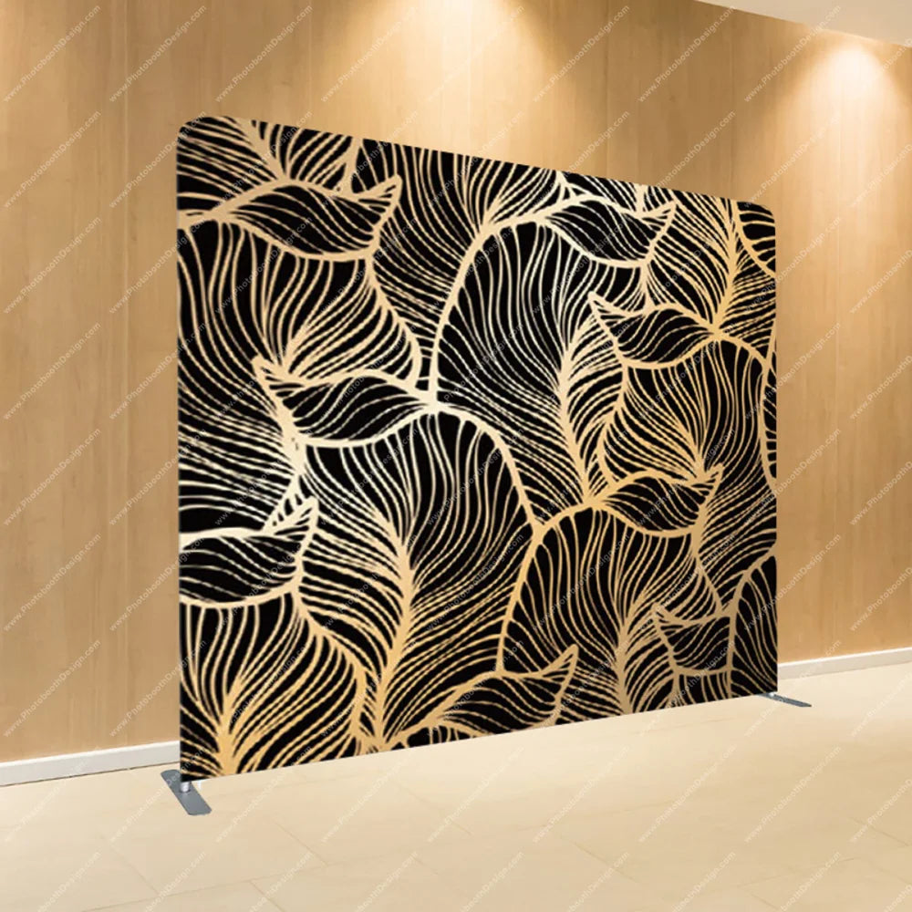 Golden Tropical Line Leaves – Pillow Cover Backdrop