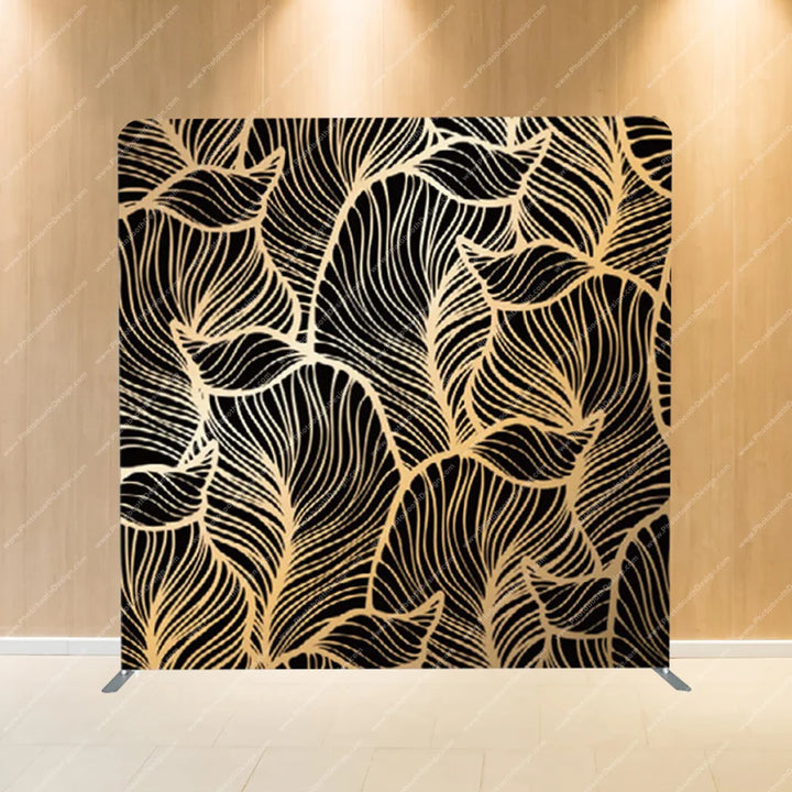 Golden Tropical Line Leaves – Pillow Cover Backdrop