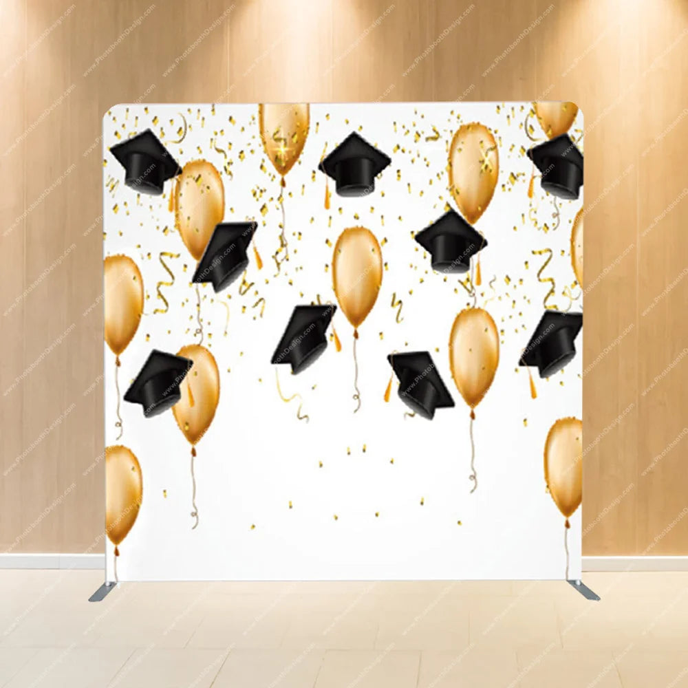 Graduation Balloons & Caps – Pillow Cover Backdrop