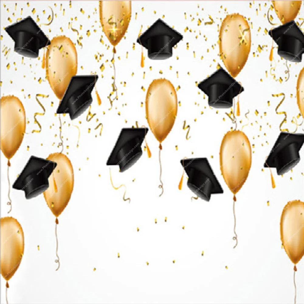 Graduation Balloons & Caps – Pillow Cover Backdrop