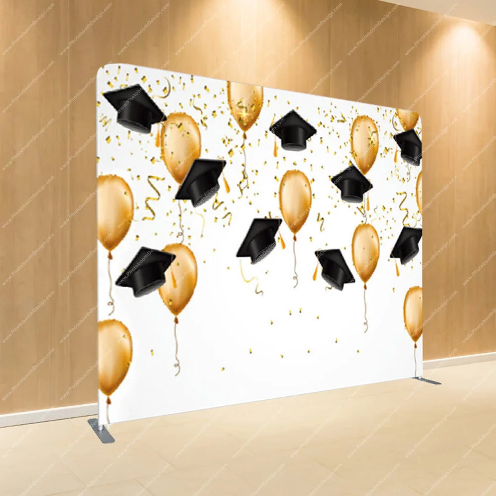 Graduation Balloons & Caps – Pillow Cover Backdrop