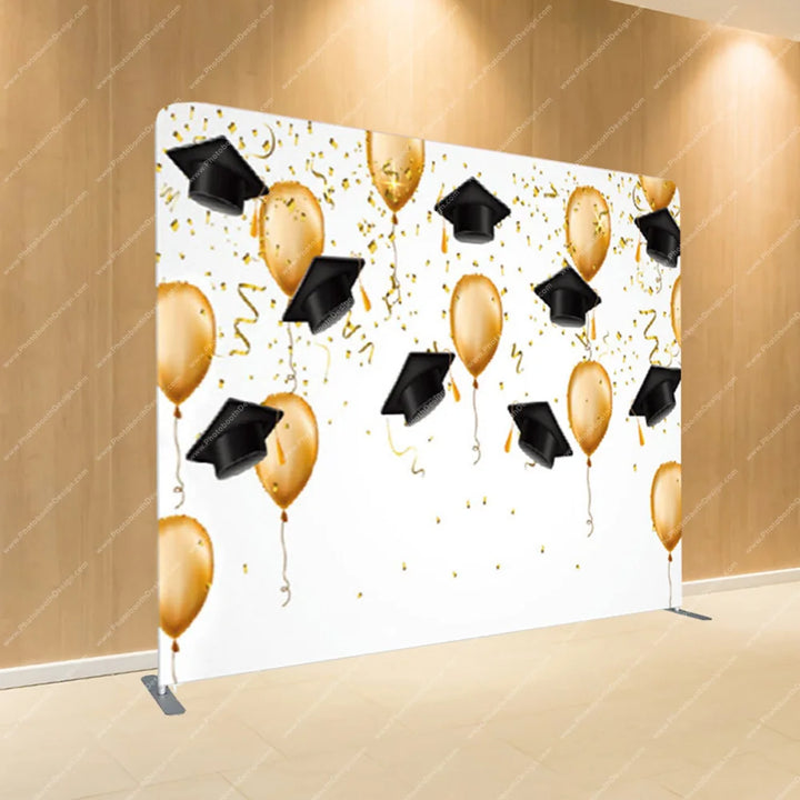 Graduation Balloons & Caps – Pillow Cover Backdrop