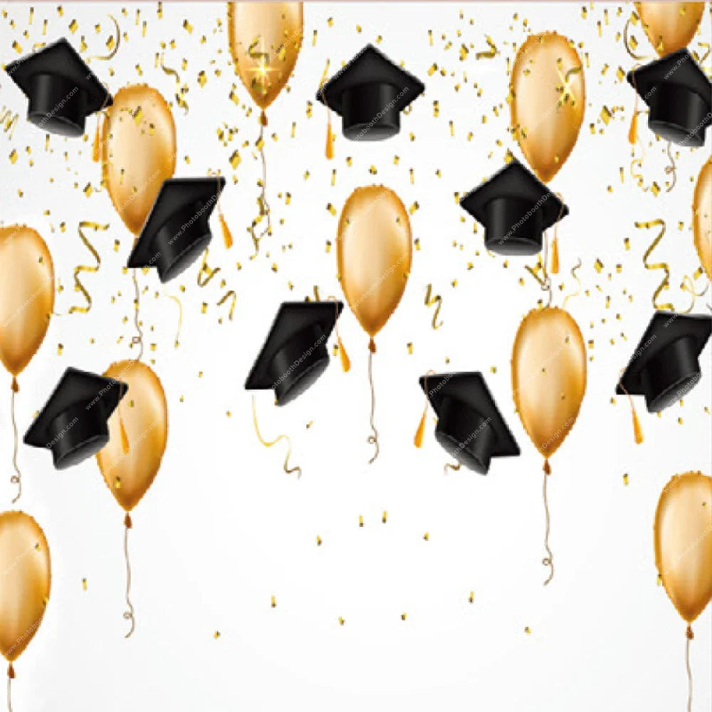 Graduation Gold Balloons - Pillow Cover Backdrop
