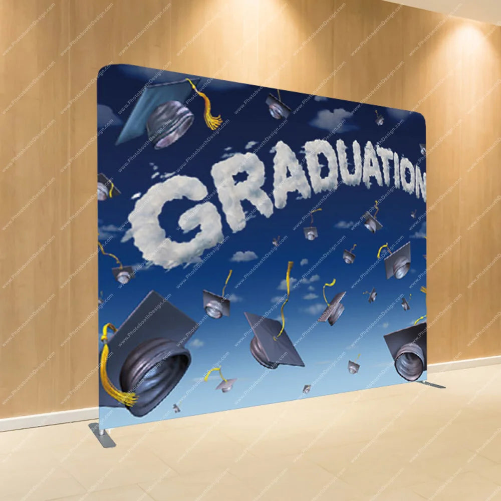 Graduation Sky & Flying Caps - Pillow Cover Backdrop