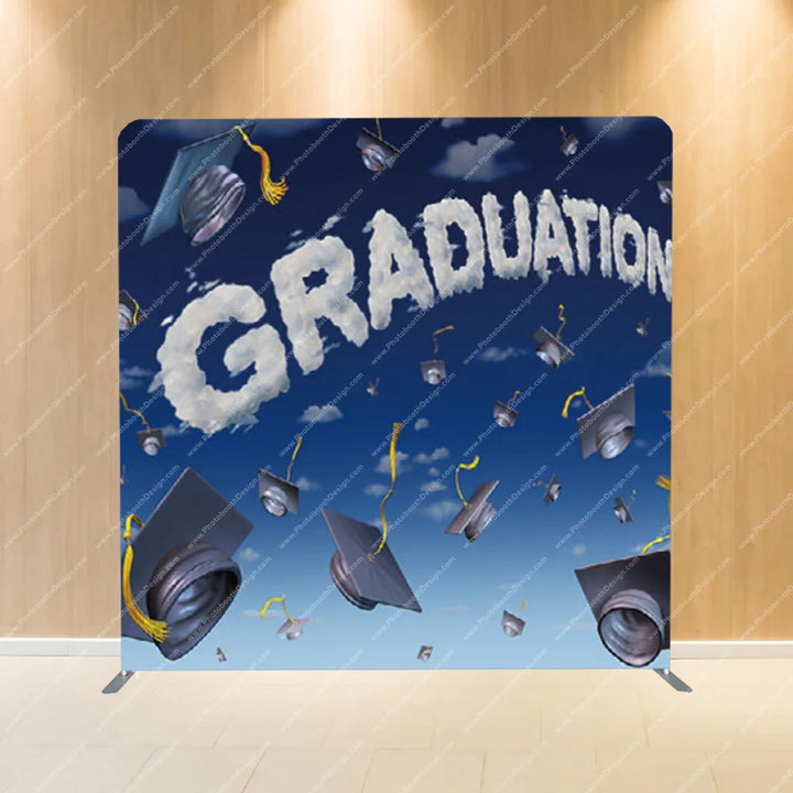 Graduation Sky & Flying Caps - Pillow Cover Backdrop