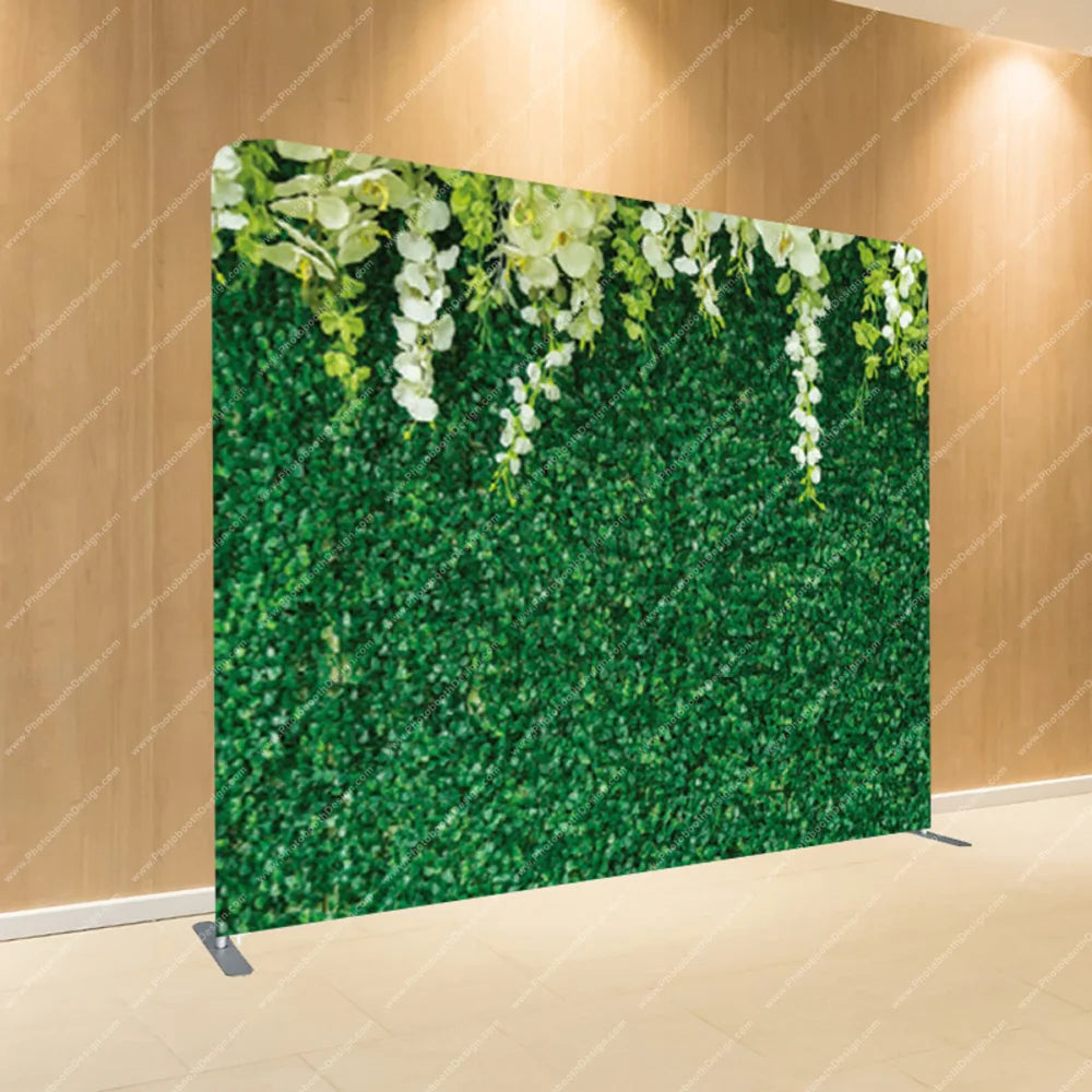 Green Hedge with Hanging Florals – Pillow Cover Backdrop