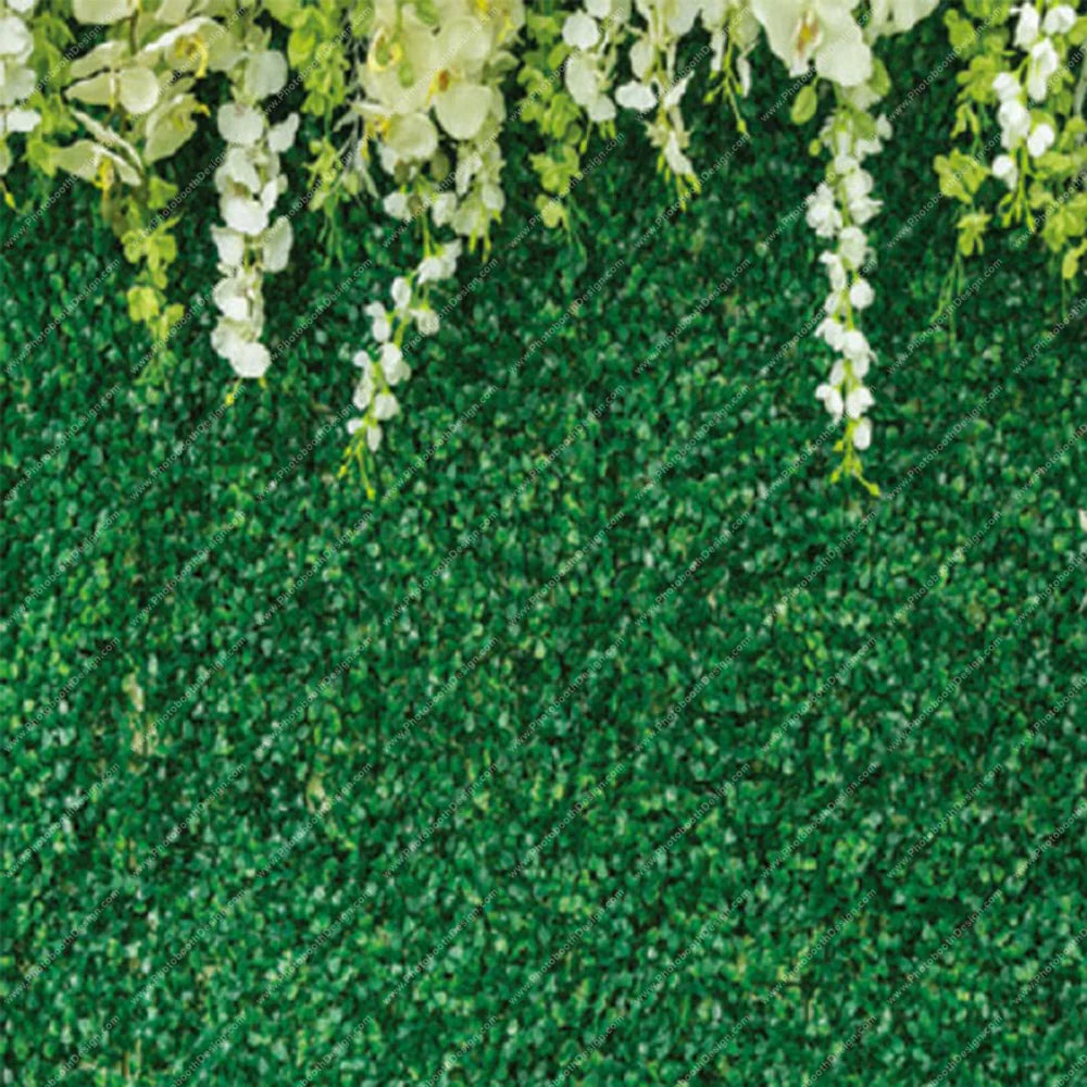 Green Hedge with Hanging Florals – Pillow Cover Backdrop