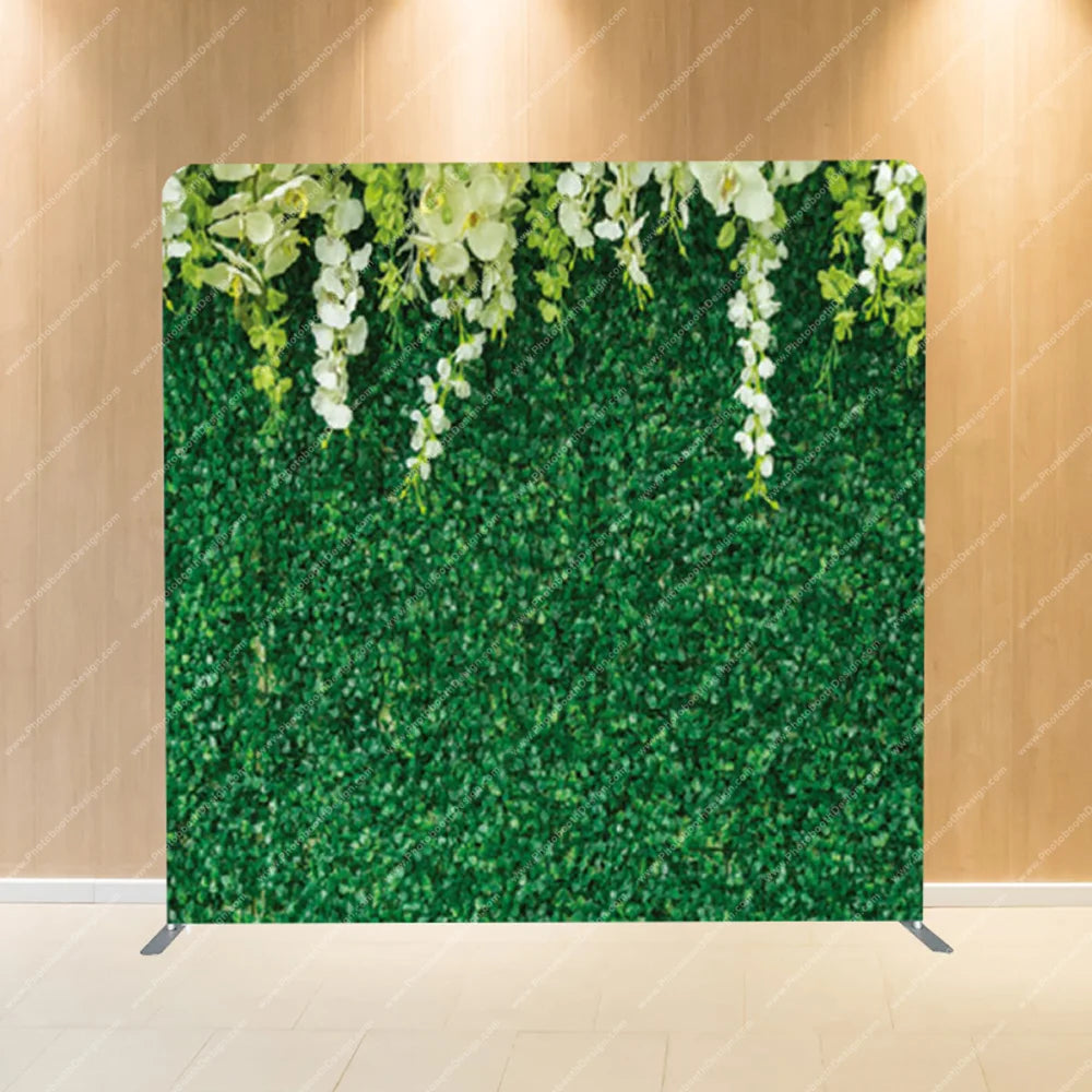 Green Hedge with Hanging Florals – Pillow Cover Backdrop