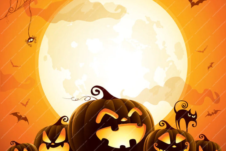 Halloween Pumpkin Moonlight - Pillow Cover Backdrop Backdrops