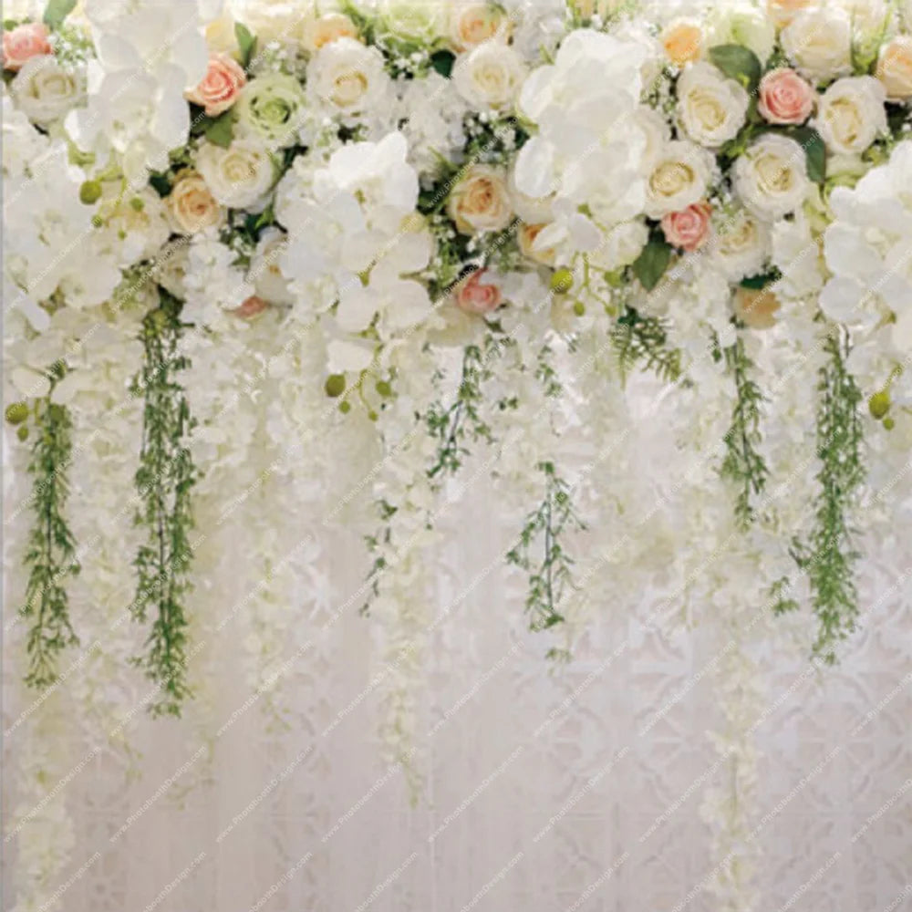 Hanging Greenery & Rose Drape – Pillow Cover Backdrop