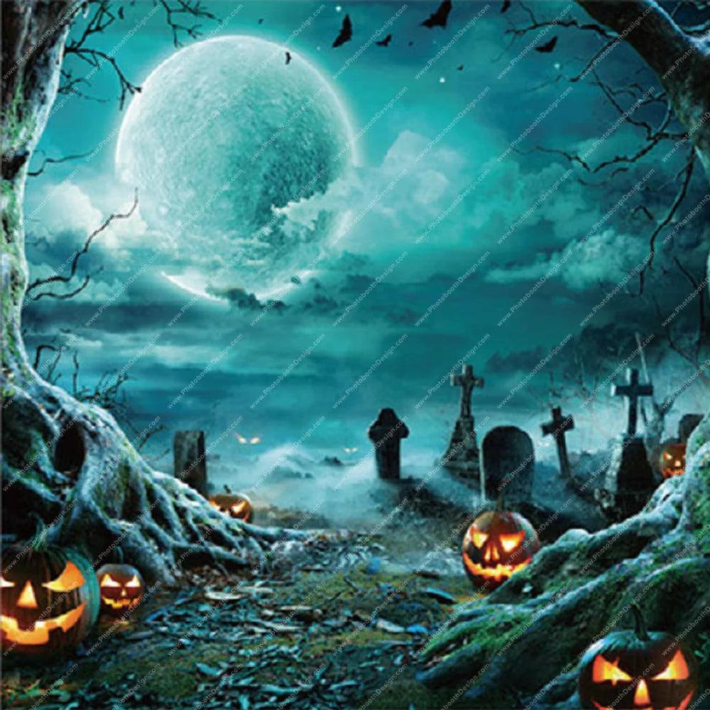 Haunted Moon Graveyard – Pillow Cover Backdrop