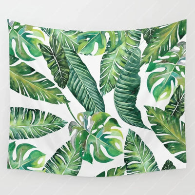 Jungle Leaves Banana Monstera Wall Tapestry [Used]