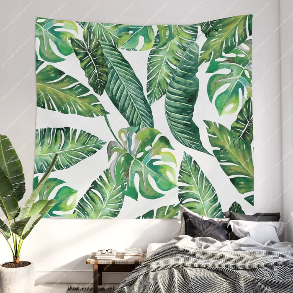 Jungle Leaves Banana Monstera Wall Tapestry [Used]